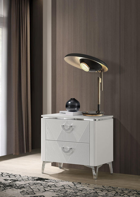 Cassia nightstand drawer detail with geometric texture