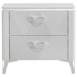 Side view of Cassia white high gloss nightstand