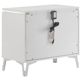 Back view showing built-in USB charging ports on Cassia nightstand