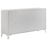 Drawer partially open showing felt lining in top drawer