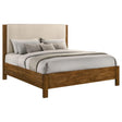 Side view of Adderley Eastern King Wood Panel Bed showing stout posts and low-profile footboard