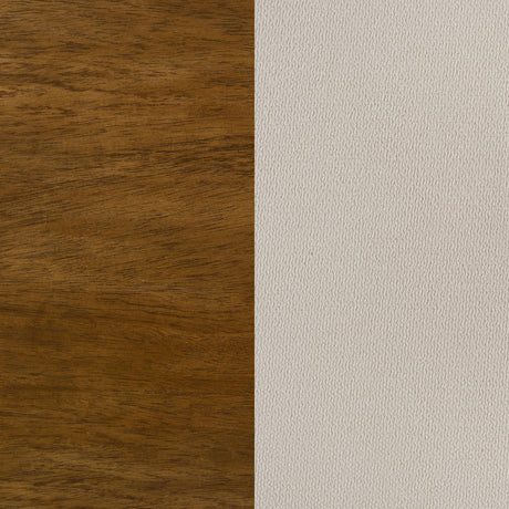 Close-up of polyester upholstery and foam cushioning on headboard