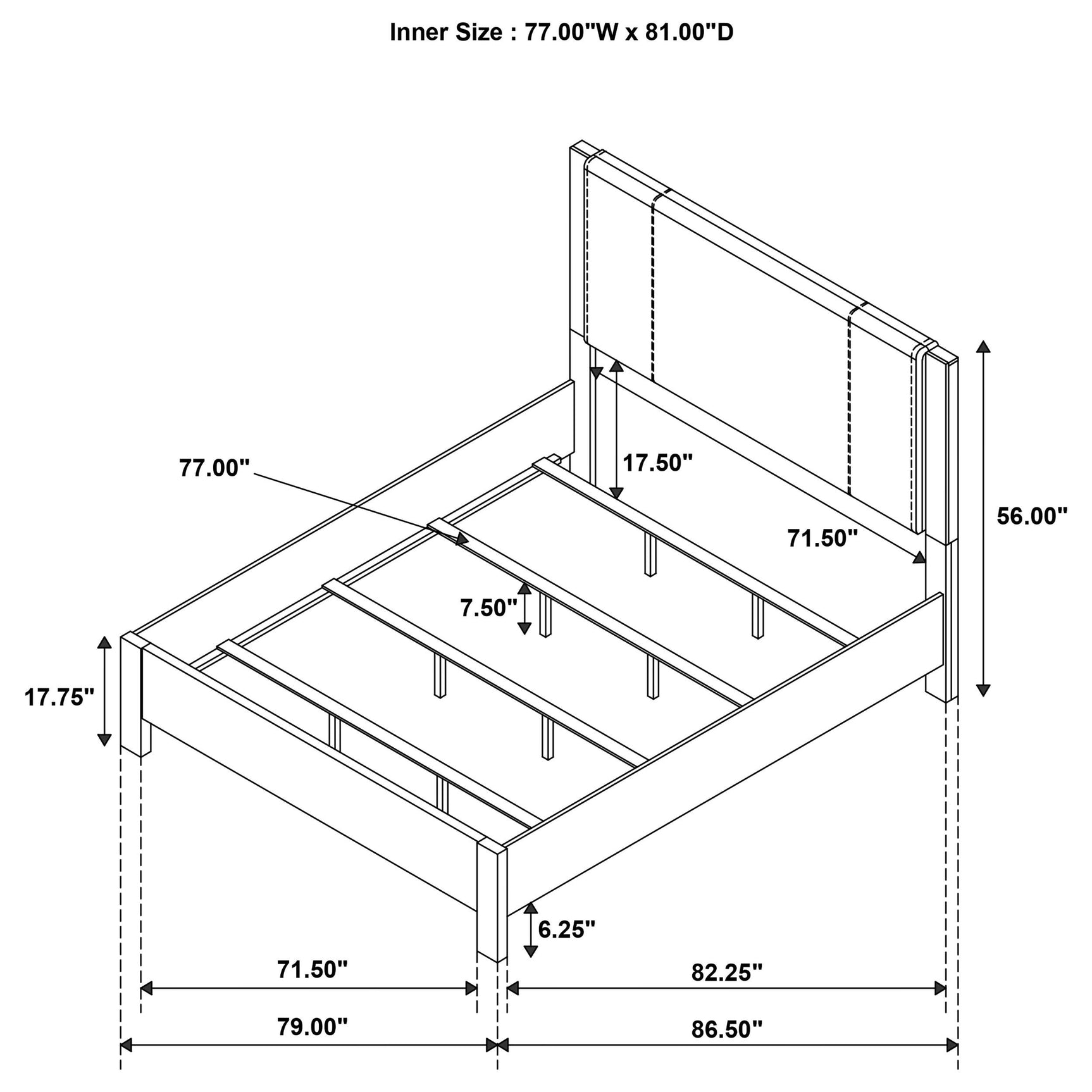 Overall bedroom setup featuring Adderley Eastern King Wood Panel Bed
