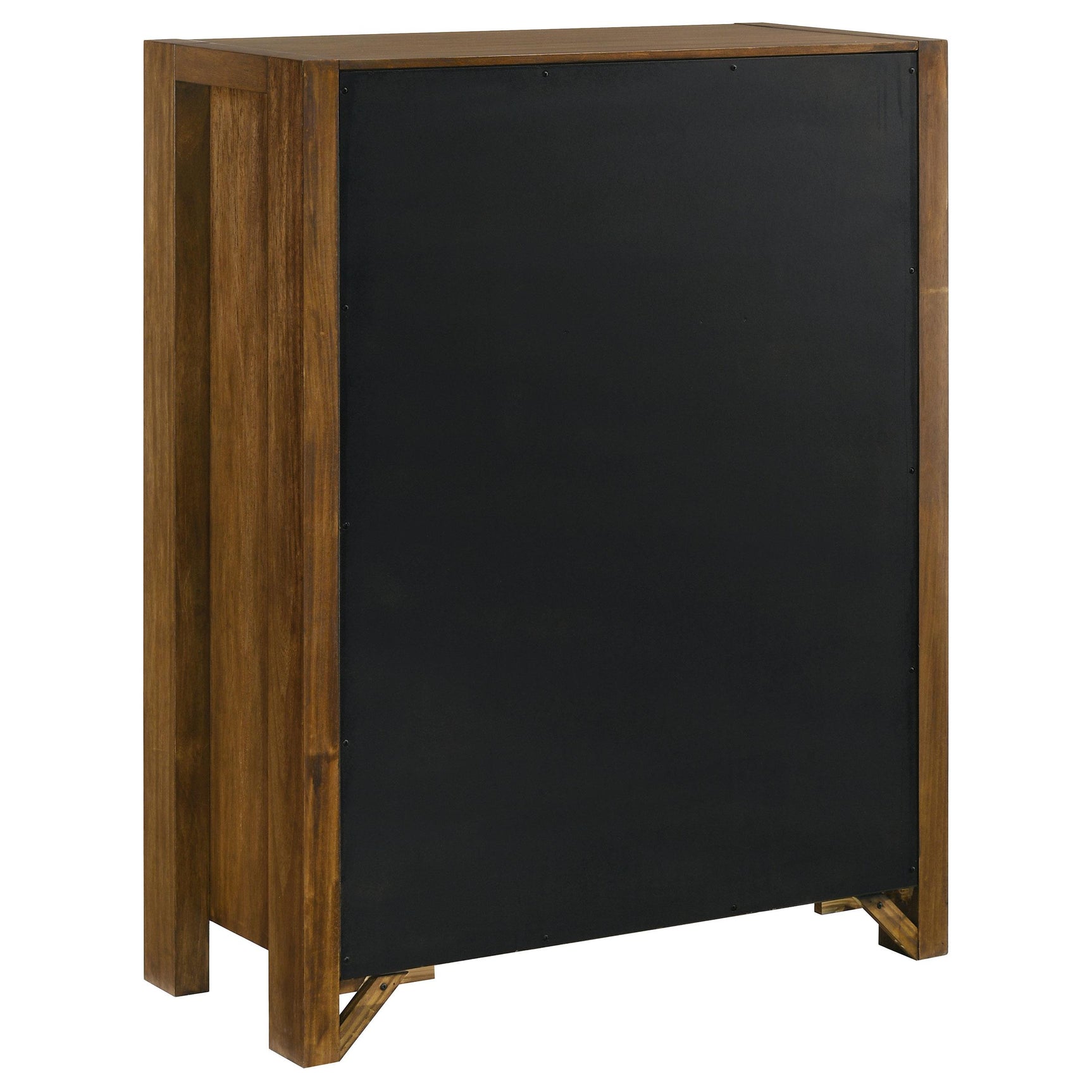 Sturdy posts and warm brown grain details on chest