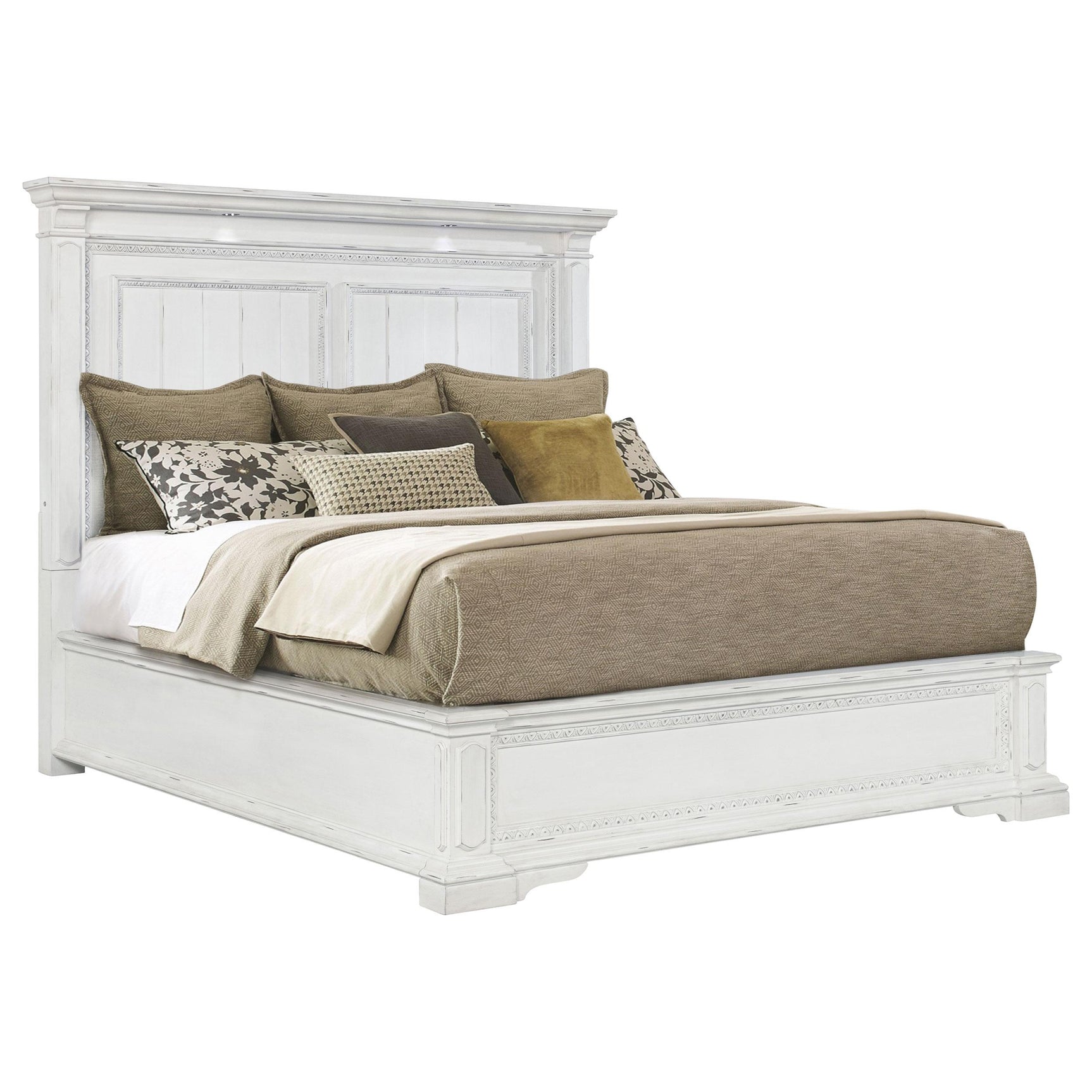 Ornate molding detail on headboard