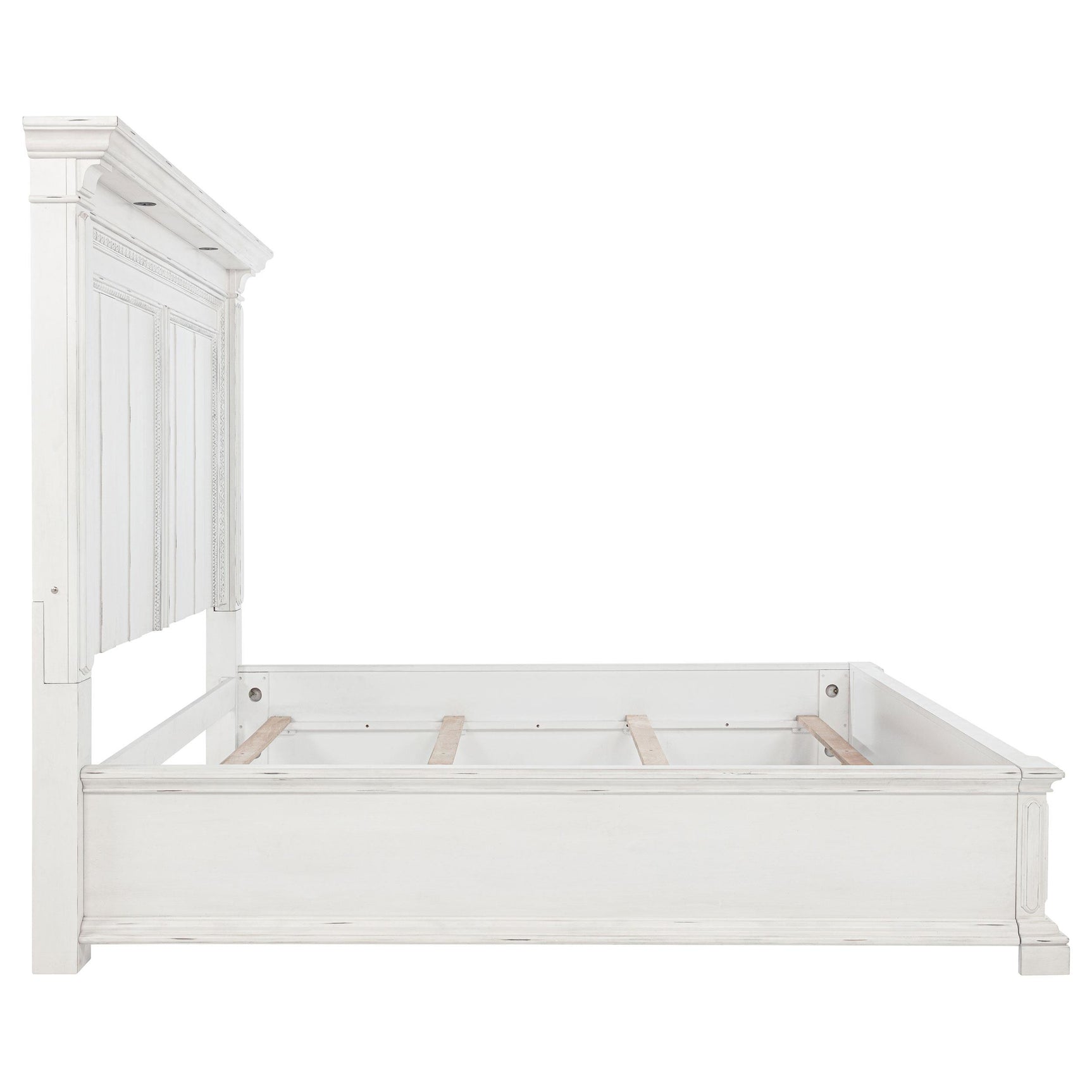 Bed side angle showing support legs