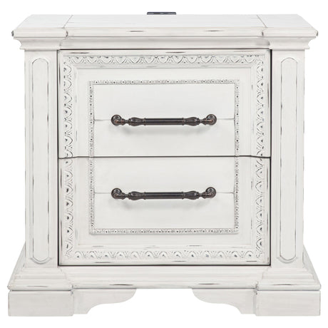 Side view of McKinney nightstand showing sculpted base