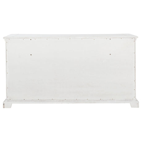 Vintage white distressed finish detail