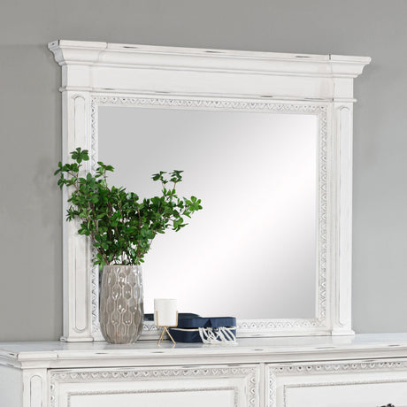 McKinney dresser mirror vintage white close-up of crown molding