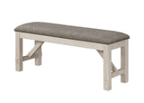 Main view of dining bench in chalk gray finish