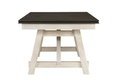 Maribelle Chalk Gray Extendable Dining Room Set with table, chairs, and bench