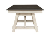 Maribelle Chalk Gray Extendable Dining Room Set with table, chairs, and bench