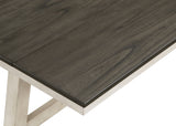 Maribelle Chalk Gray Extendable Dining Room Set with table, chairs, and bench