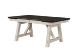 Front view of chalk gray dining table