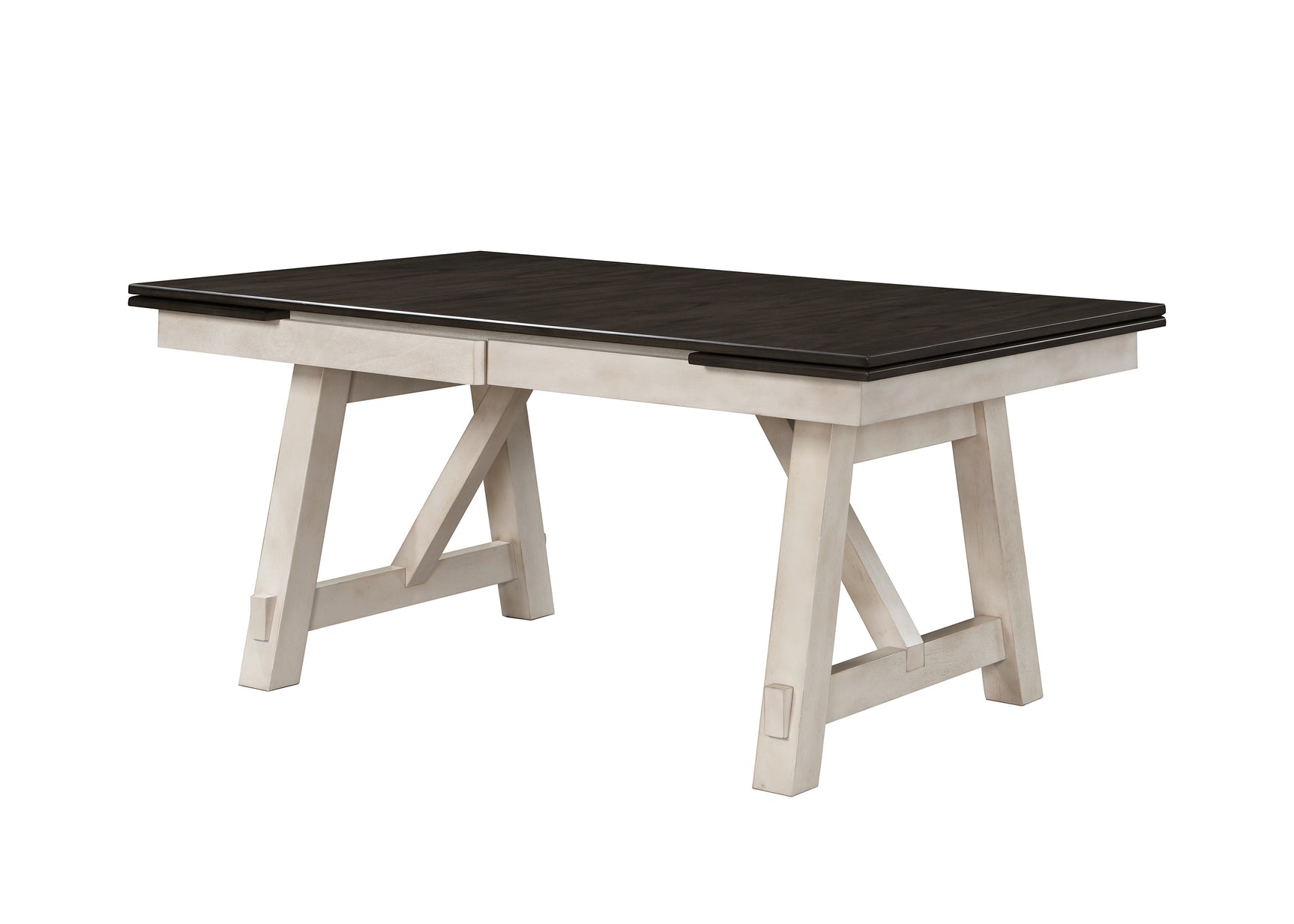 Front view of chalk gray dining table