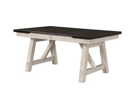 Front view of chalk gray dining table
