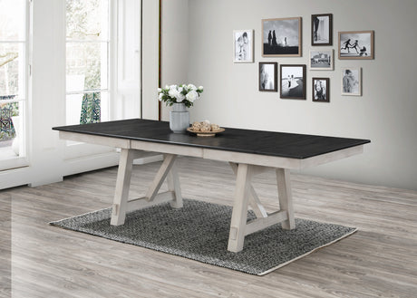 Close-up of side chair in chalk gray dining set