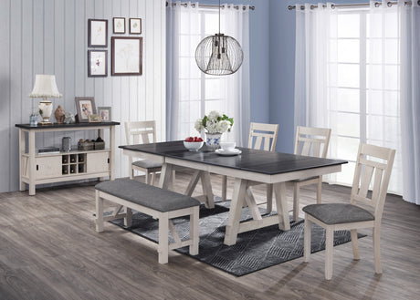 Main view of dining set with table and 4 side chairs