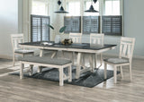 Room view of extendable table with 6 side chairs