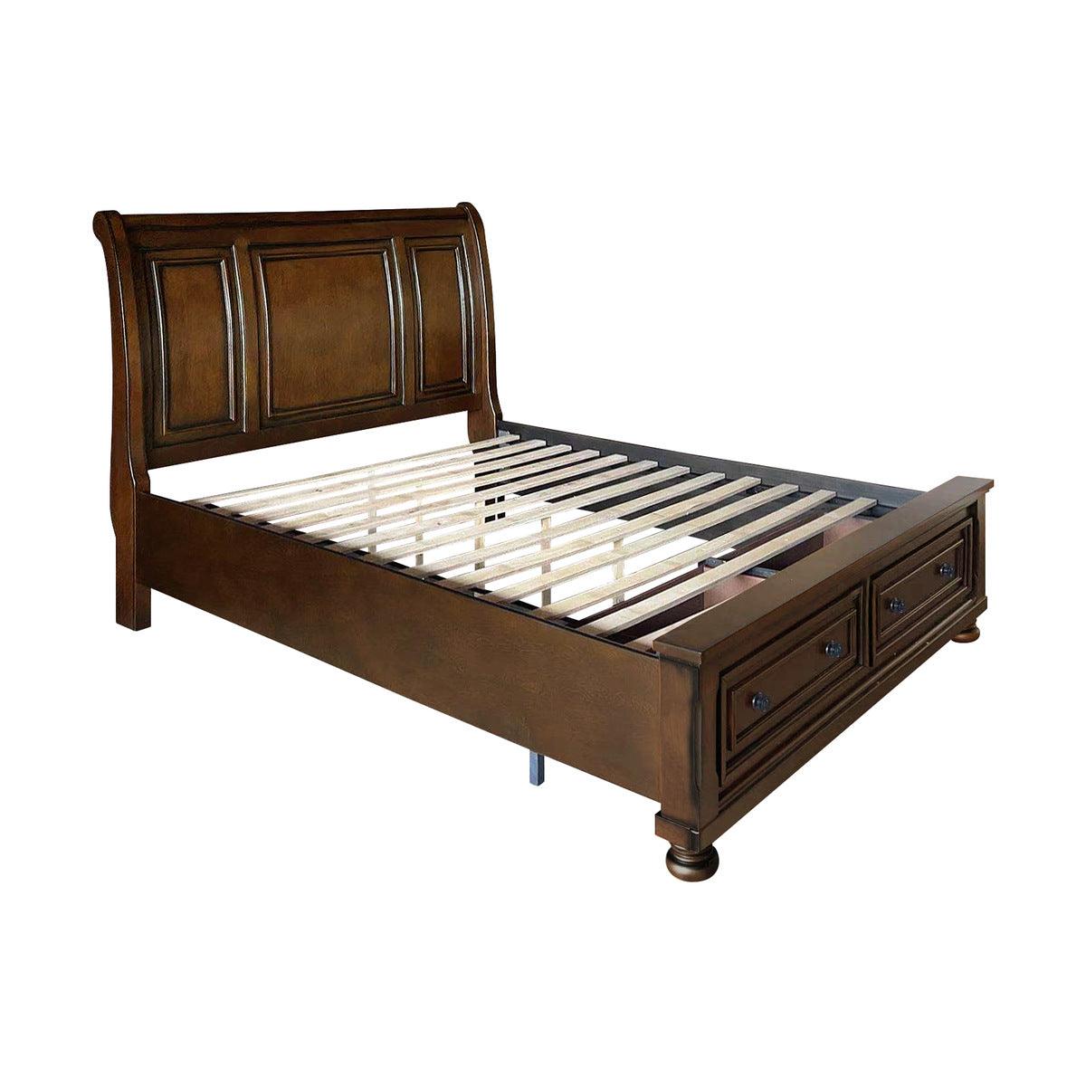 Another angle showing the sturdy bun feet and sleigh headboard