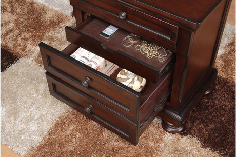 bedroom view showing storage drawer in Cumberland Bedroom Set bed