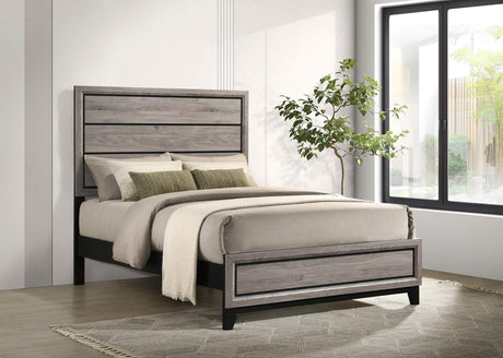 Watson Wood Full Panel Bed side profile in light taupe