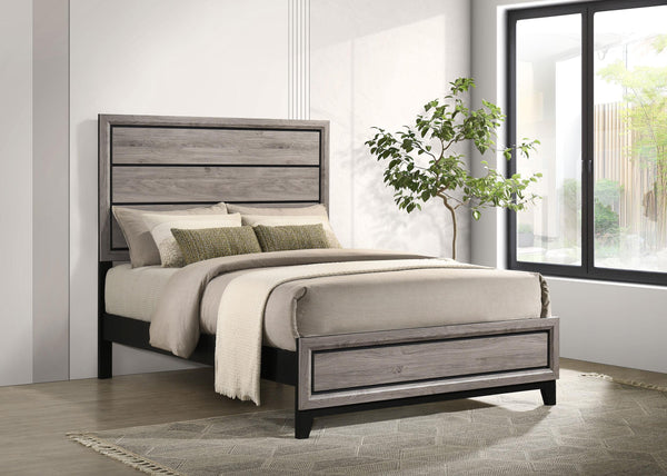 Watson Wood Full Panel Bed side profile in light taupe
