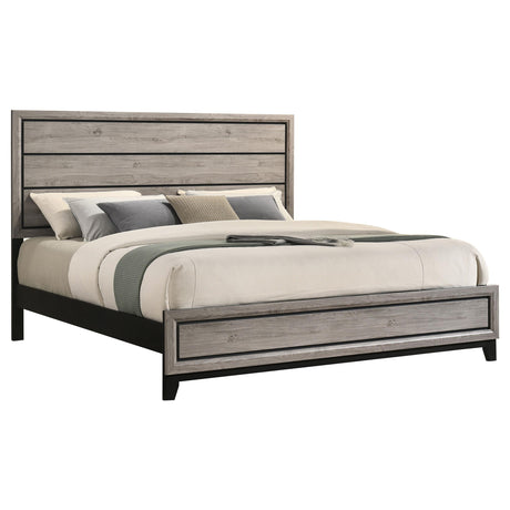 Watson Wood Eastern King Panel Bed Light Taupe headboard close-up