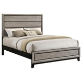 Side view of Watson Wood Queen Panel Bed in light taupe
