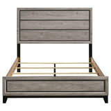Close-up of vertical groove details on headboard