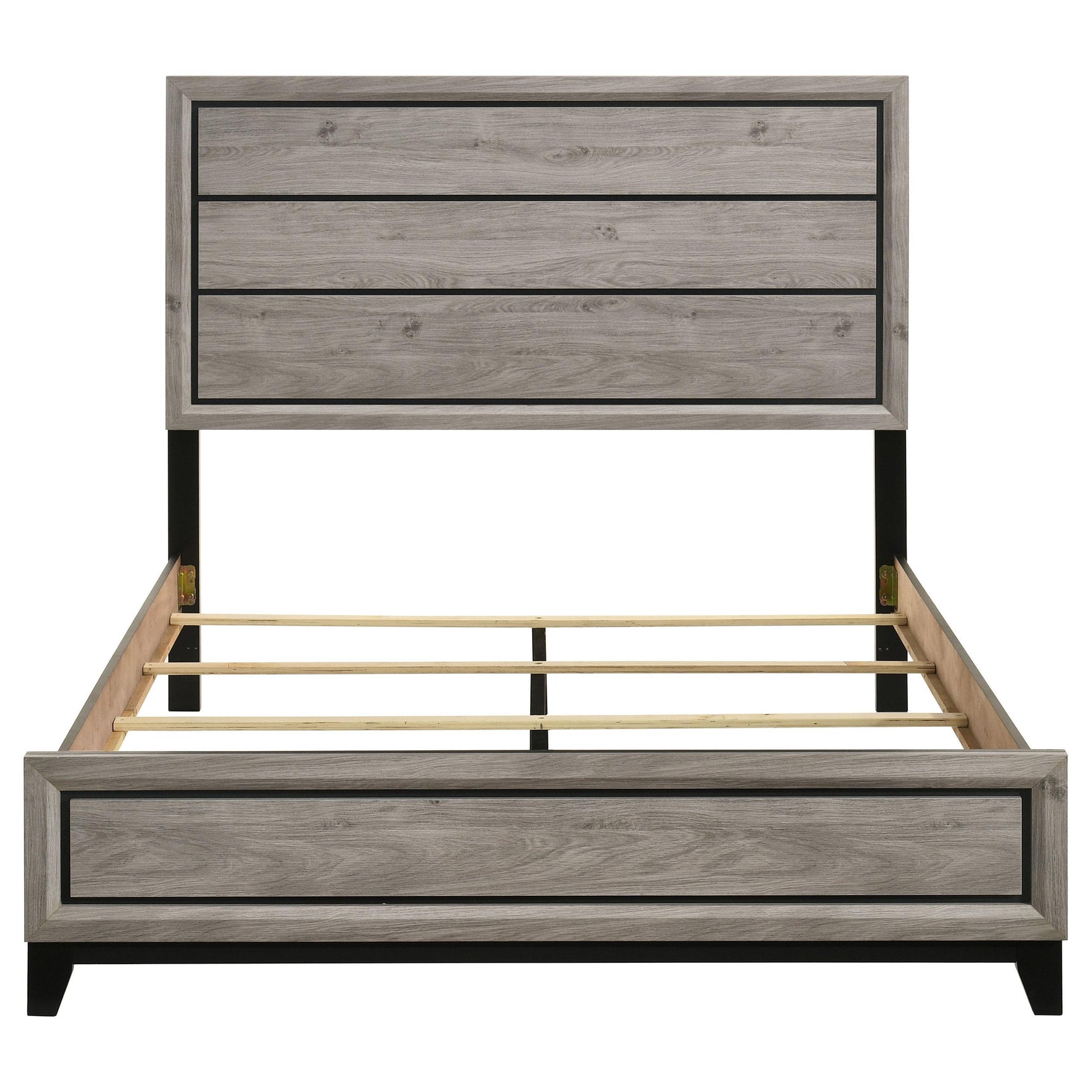 Close-up of vertical groove details on headboard