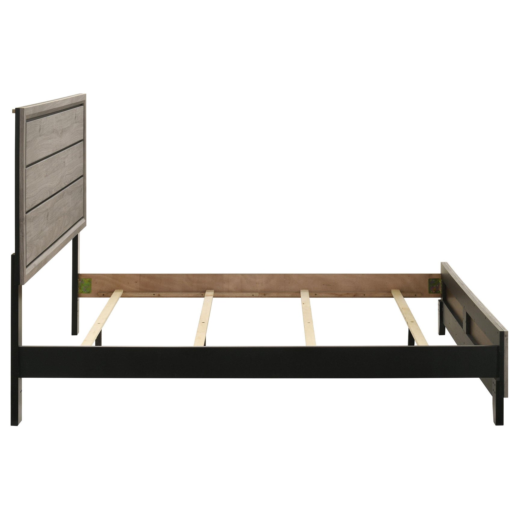 Four wooden support legs with levelers under bed frame