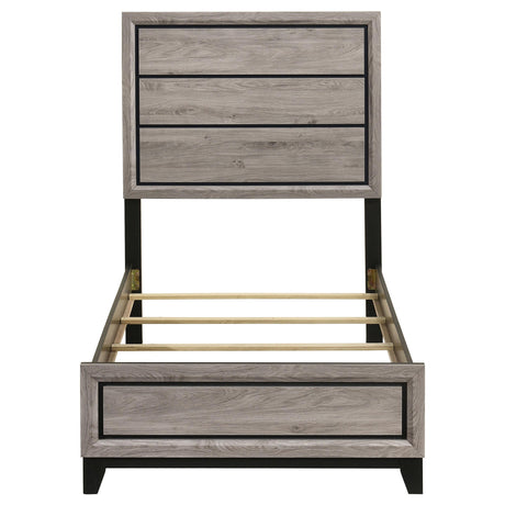 Twin bed frame footboard detail