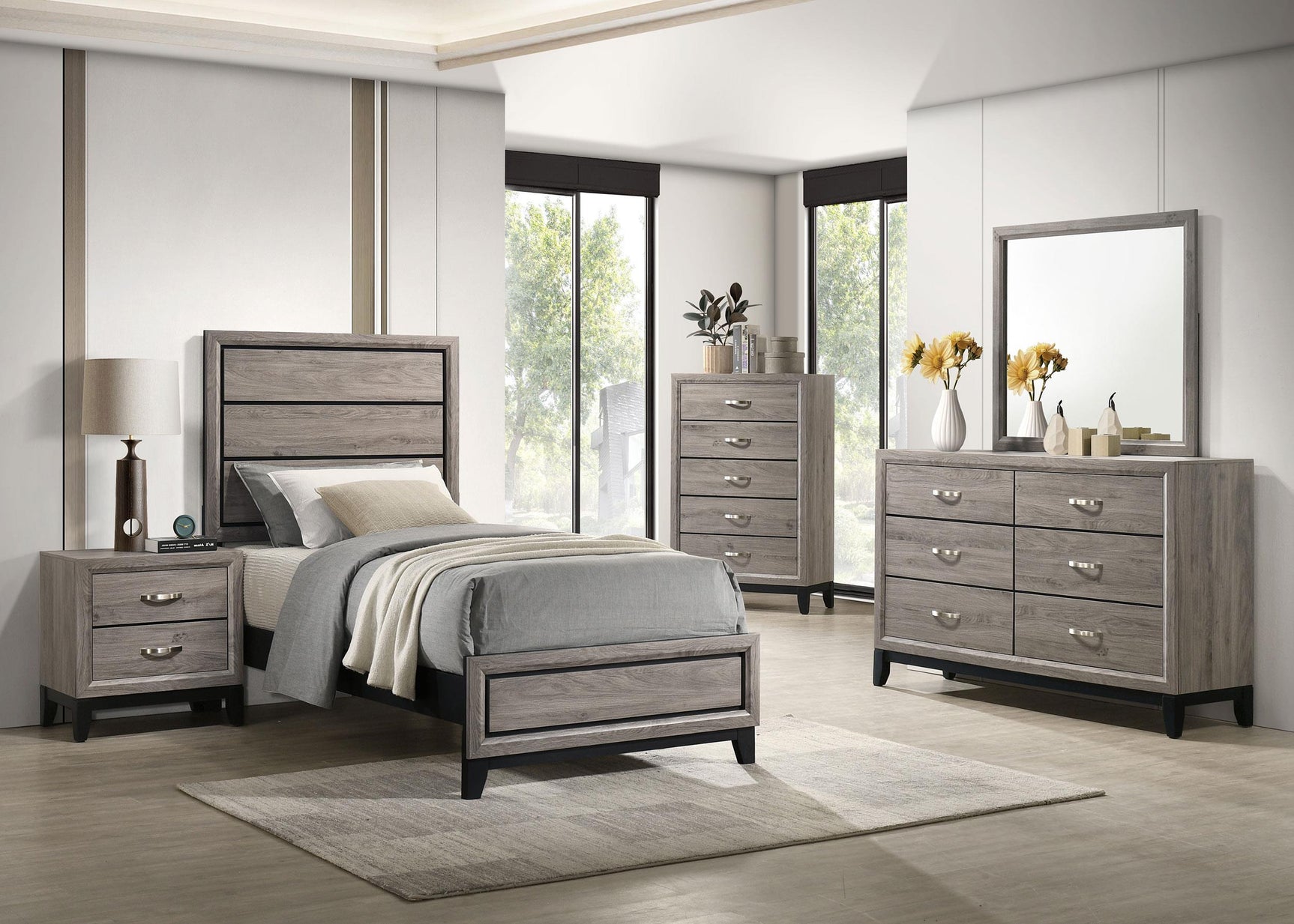 Watson Wood twin bed in bedroom setup