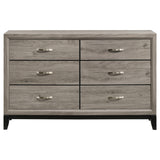 Close-up of nickel drawer hardware on Watson dresser