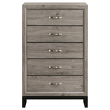 Close-up of nickel hardware on Watson chest drawer