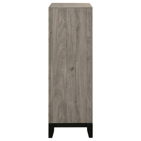 Side view of Watson 5-drawer chest in light taupe