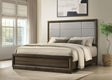 Side angle of Atlas Eastern King Upholstered Panel Bed showing padded headboard