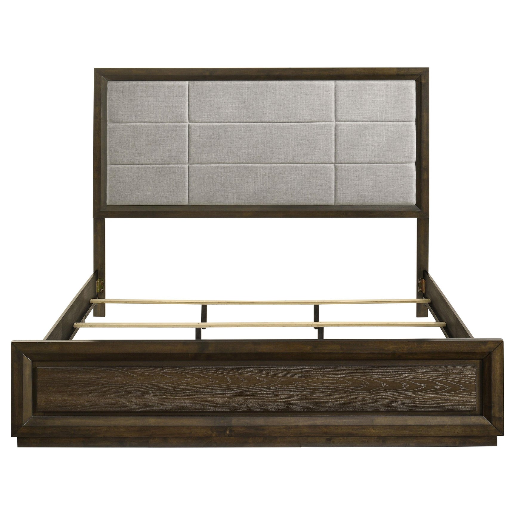 Dark oak veneered frame with oak-grain embossing detail