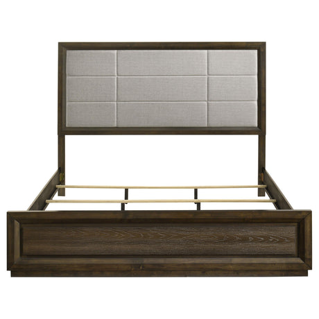 Dark oak veneered frame with oak-grain embossing detail