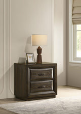 Nightstand drawer detail with black nickel pull