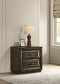 Nightstand drawer detail with black nickel pull