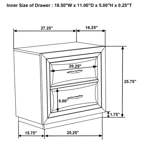Fully closed drawers of Atlas nightstand