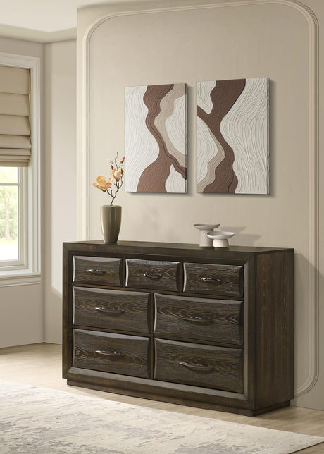 Atlas dresser drawer detail with polished black nickel pull