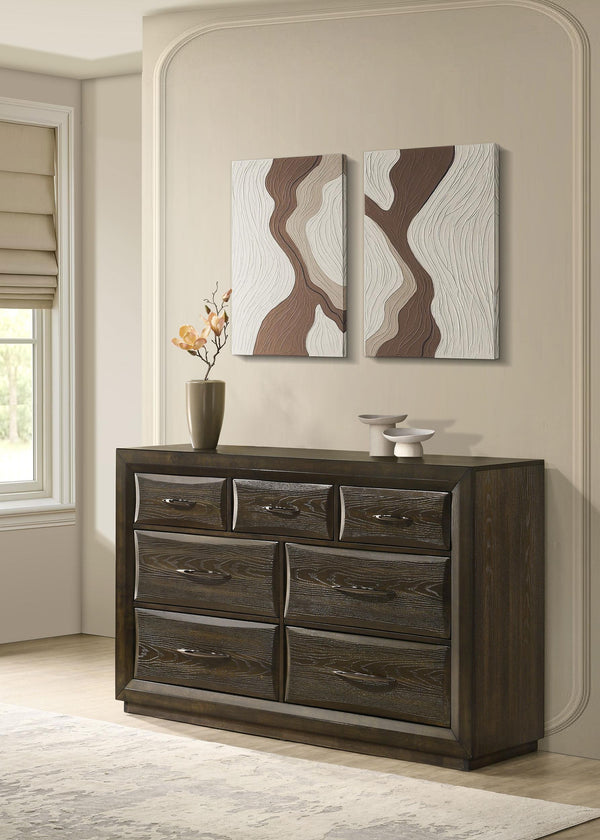 Atlas dresser drawer detail with polished black nickel pull