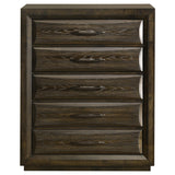 Side view of Atlas chest in dark oak finish