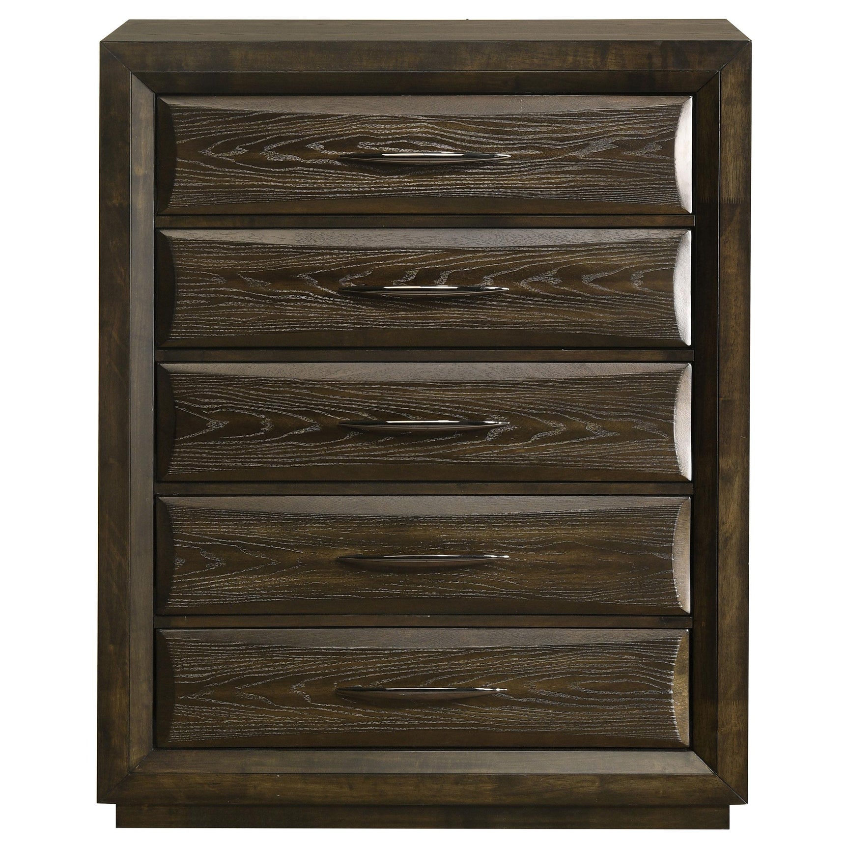 Side view of Atlas chest in dark oak finish