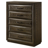 Close-up of black nickel curved drawer pull on Atlas chest