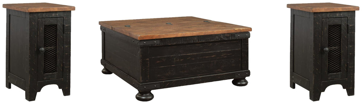 Valebeck Black/Brown Coffee Table with 2 End Tables — product image 2