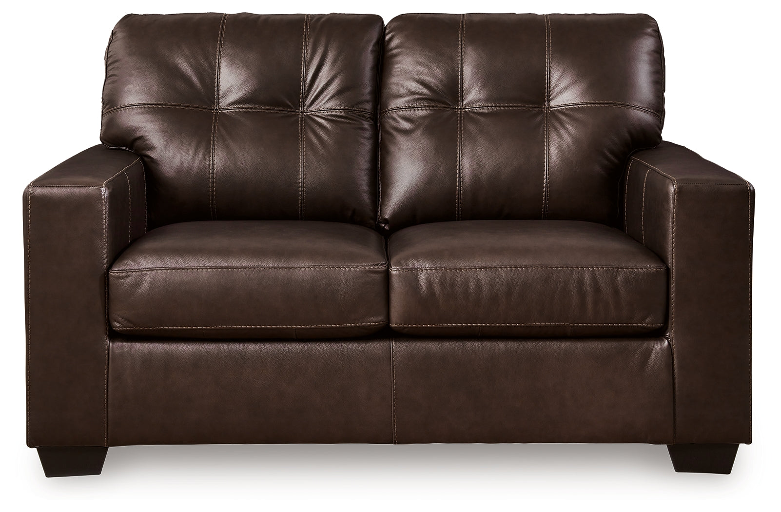 Side view of Santorine Dark Brown Leather Loveseat